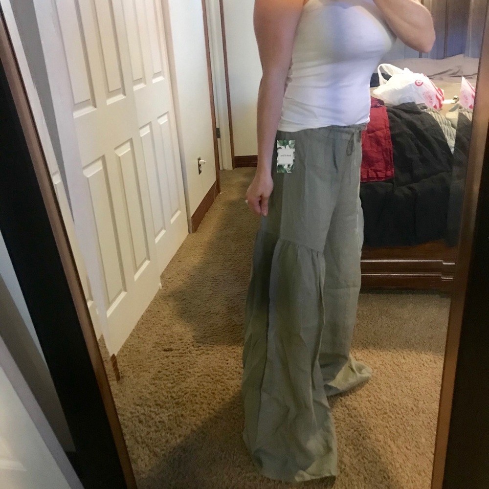 Wide leg linen pant